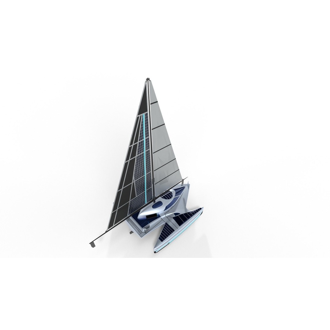 Futuristic Sailing Dinghy 3D Model – Low Poly PBR Asset, FBX - View 12