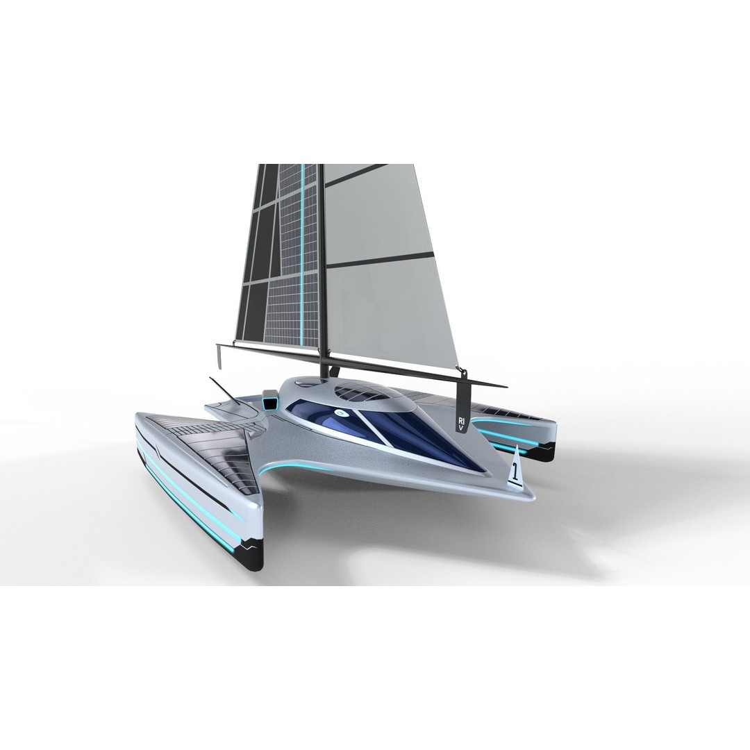 Futuristic Sailing Dinghy 3D Model – Low Poly PBR Asset, FBX - View 13