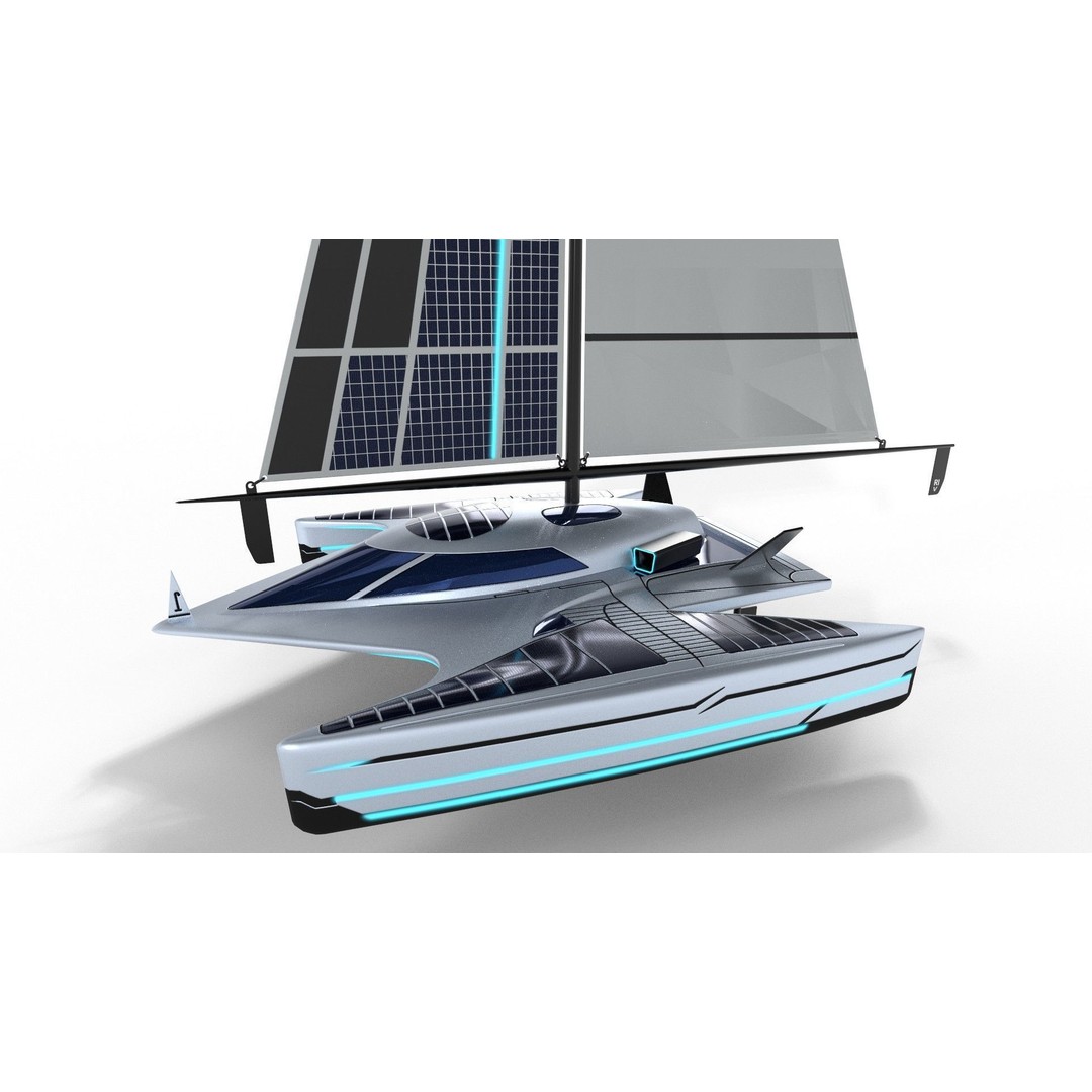 Futuristic Sailing Dinghy 3D Model – Low Poly PBR Asset, FBX - View 14