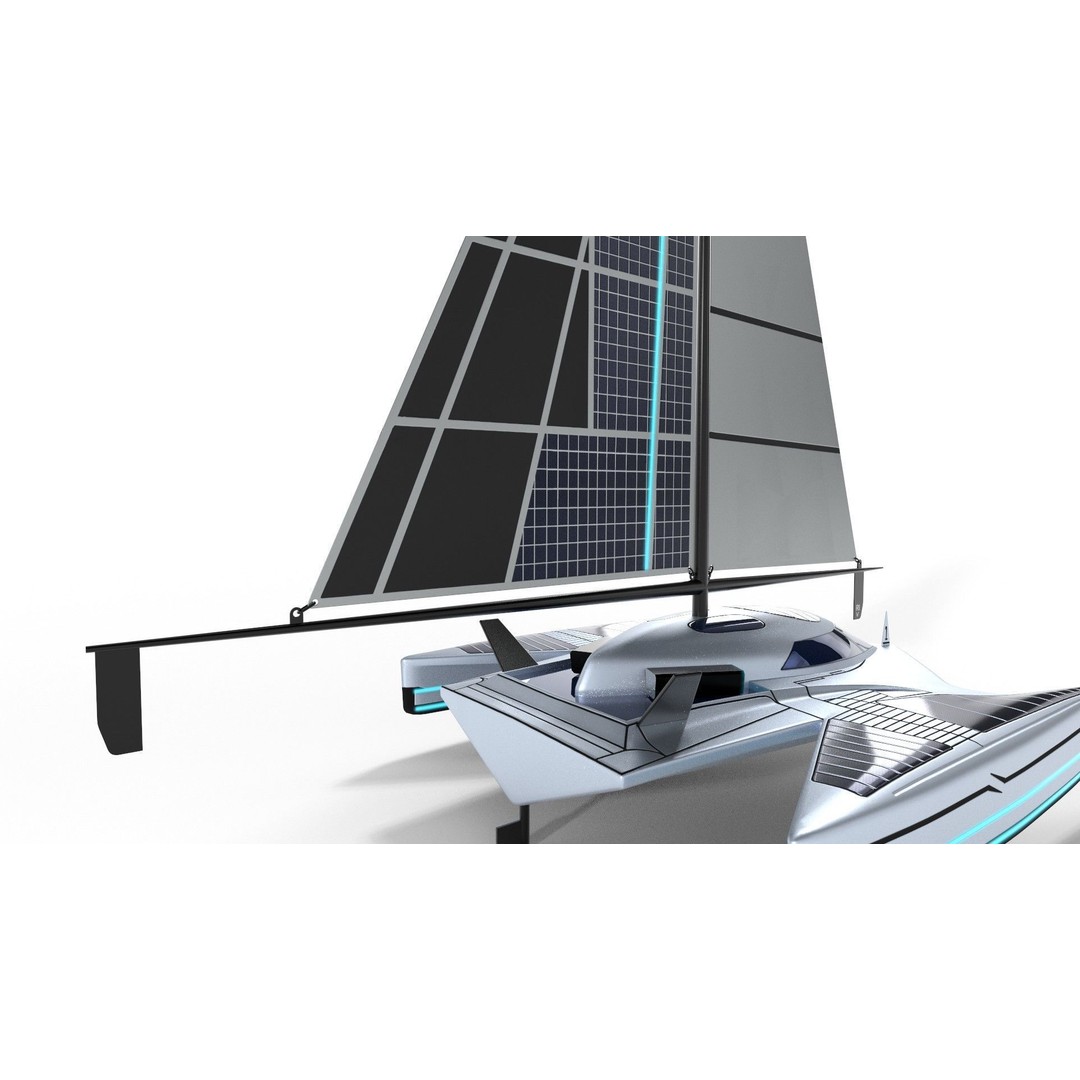 Futuristic Sailing Dinghy 3D Model – Low Poly PBR Asset, FBX - View 17