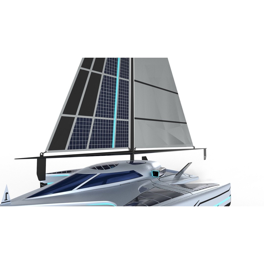 Futuristic Sailing Dinghy 3D Model – Low Poly PBR Asset, FBX - View 18