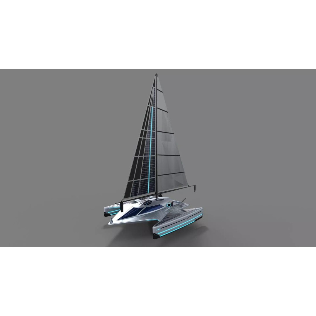 Futuristic Sailing Dinghy 3D Model – Low Poly PBR Asset, FBX - View 2