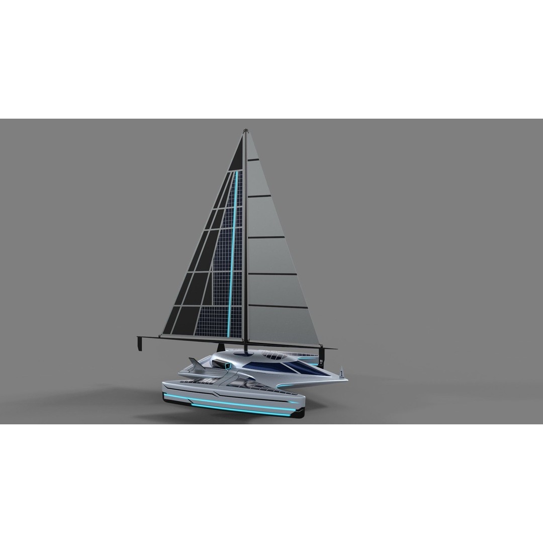 Futuristic Sailing Dinghy 3D Model – Low Poly PBR Asset, FBX - View 20