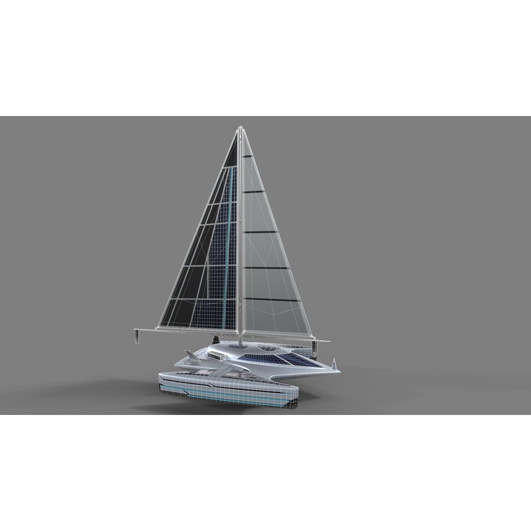 Futuristic Sailing Dinghy 3D Model – Low Poly PBR Asset, FBX - View 21
