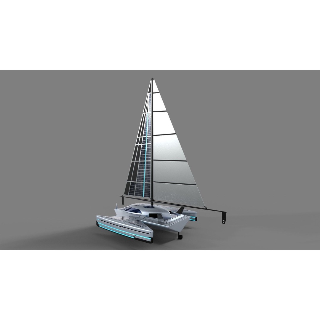 Futuristic Sailing Dinghy 3D Model – Low Poly PBR Asset, FBX - View 4