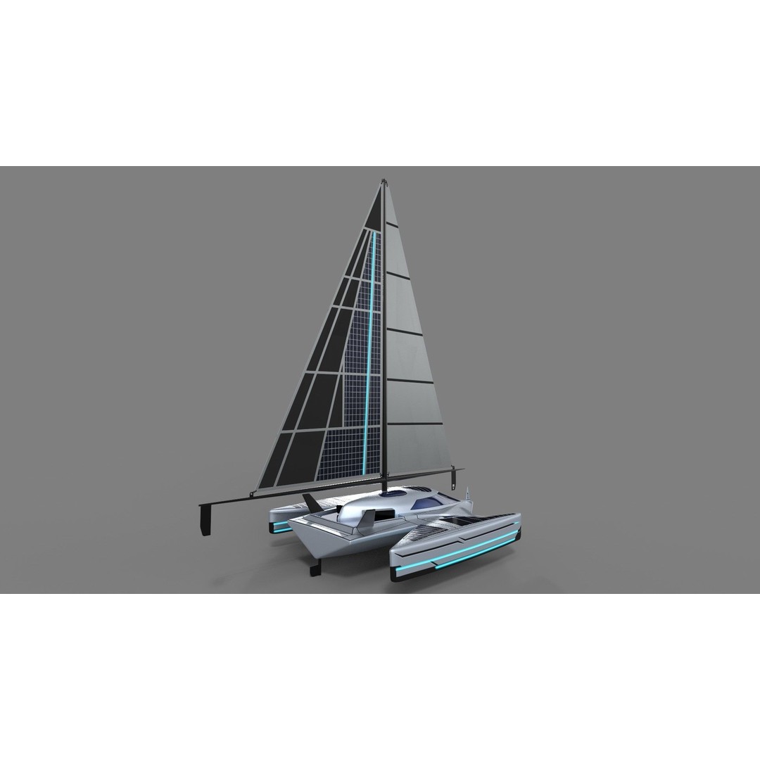 Futuristic Sailing Dinghy 3D Model – Low Poly PBR Asset, FBX - View 6