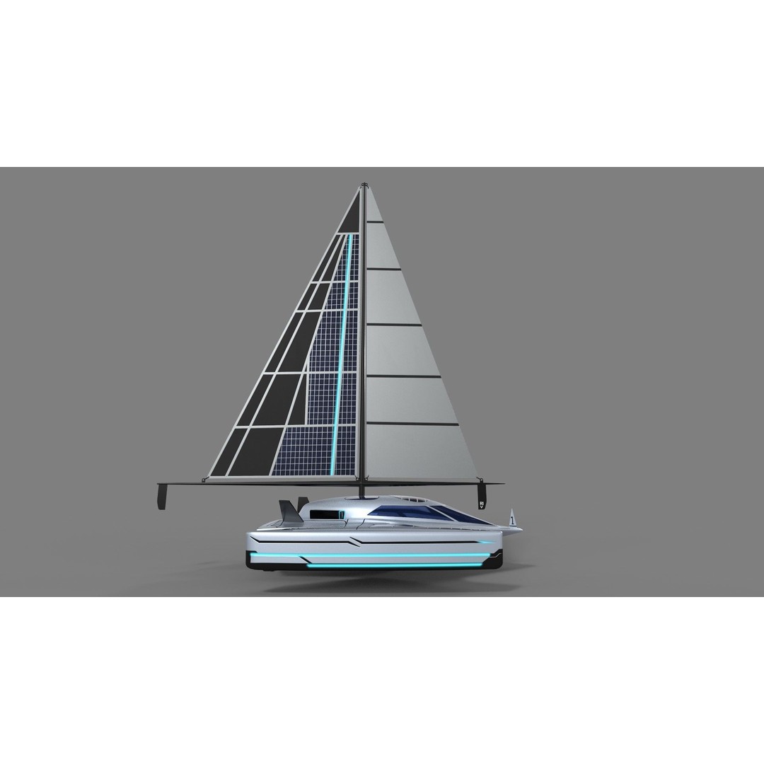Futuristic Sailing Dinghy 3D Model – Low Poly PBR Asset, FBX - View 7