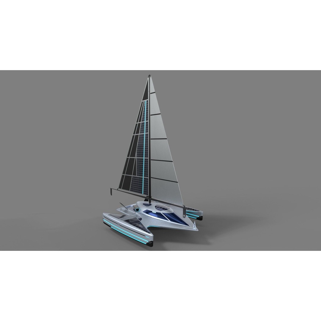 Futuristic Sailing Dinghy 3D Model – Low Poly PBR Asset, FBX - View 8