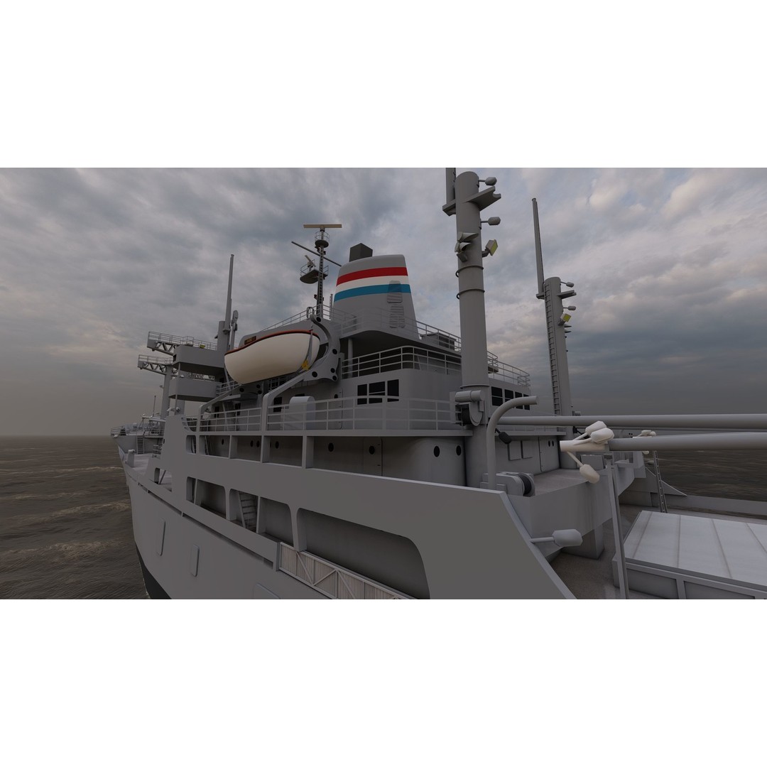 Bulk Carrier Ship 3D Model – Rigged Tanker Vessel, FBX, OBJ - View 7
