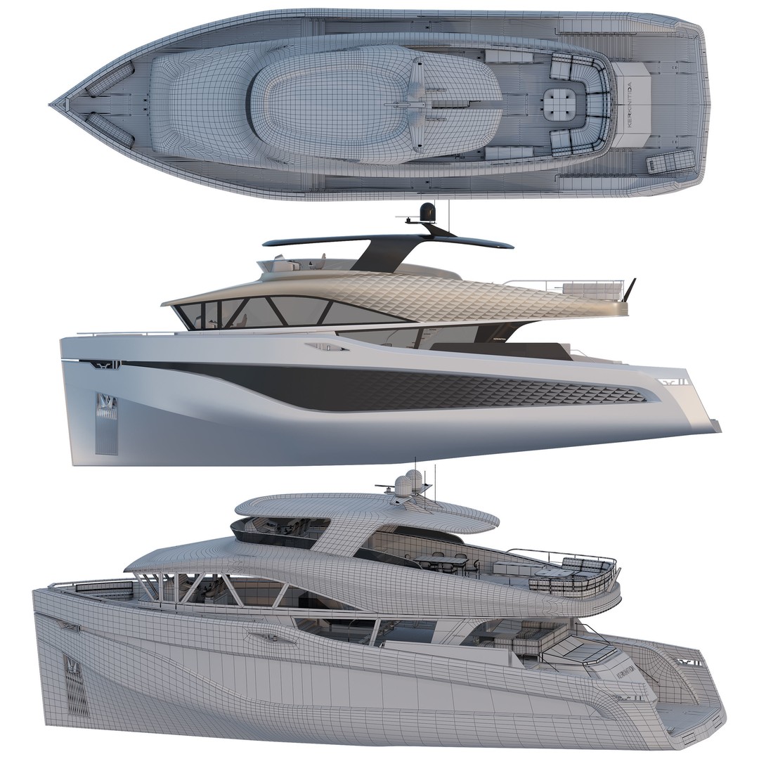 Kerkinitida Electric Motor Yacht 3D Model – Luxury 27m Design, FBX