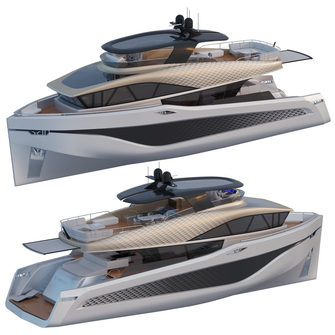Kerkinitida Electric Motor Yacht 3D Model – Luxury 27m Design, FBX - View 5