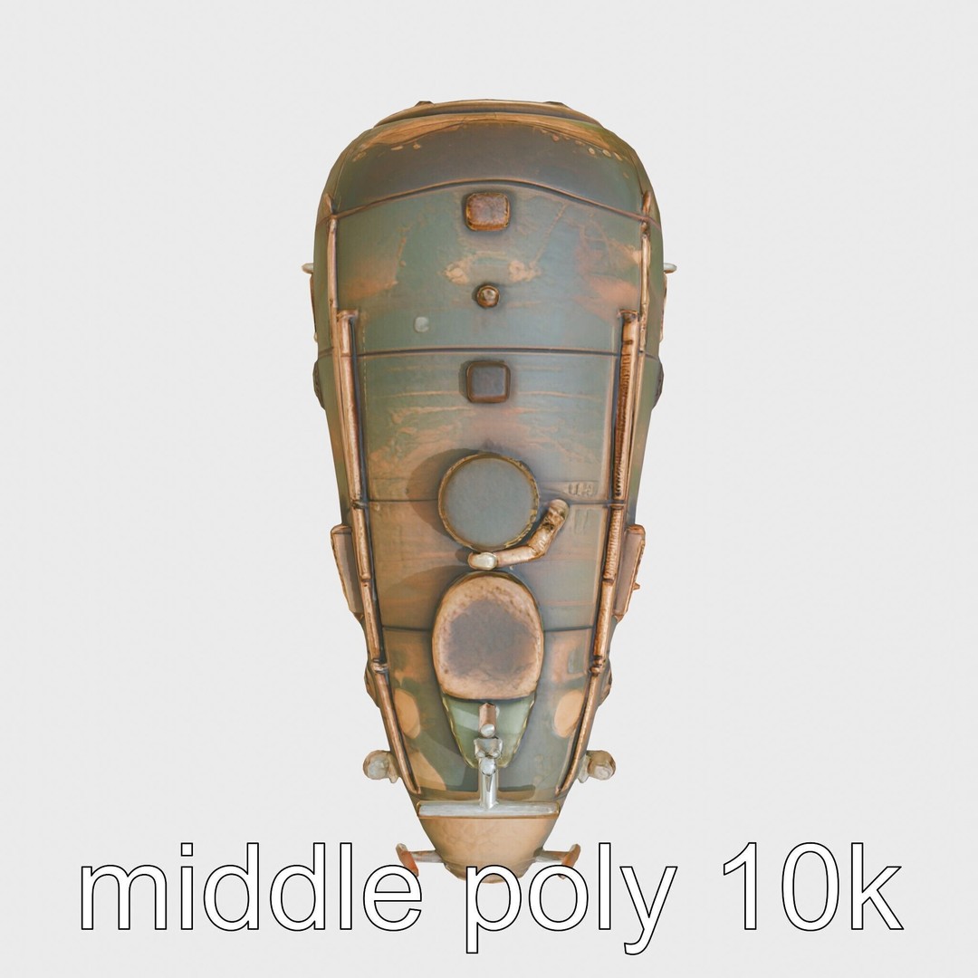 Vintage Submarine 3D Model – Low Poly PBR Game Asset, FBX - View 11
