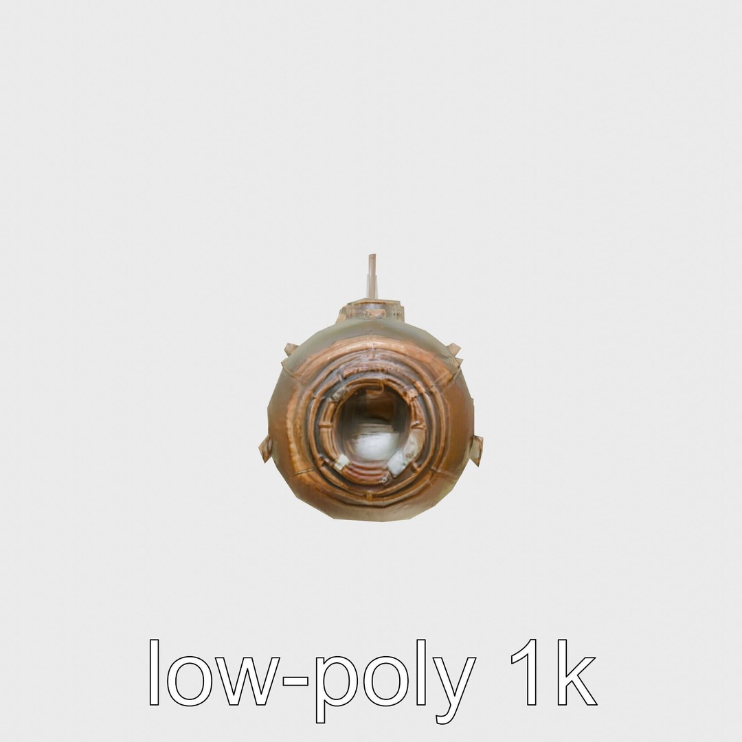Vintage Submarine 3D Model – Low Poly PBR Game Asset, FBX - View 14