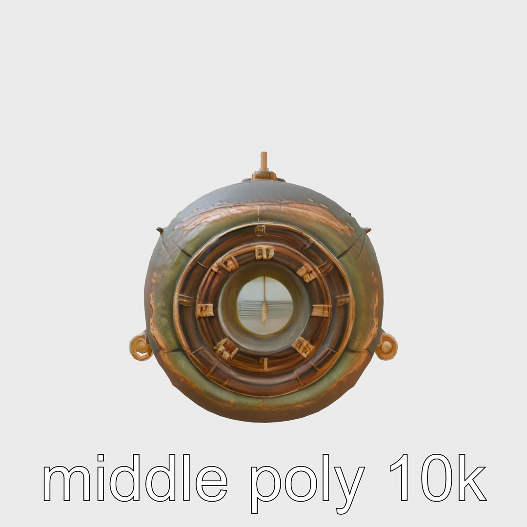 Vintage Submarine 3D Model – Low Poly PBR Game Asset, FBX - View 15
