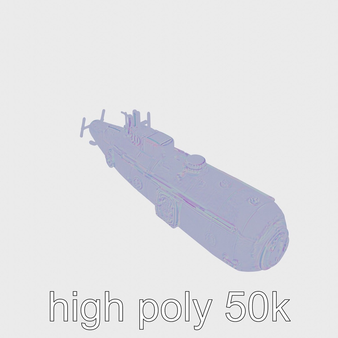 Vintage Submarine 3D Model – Low Poly PBR Game Asset, FBX - View 17