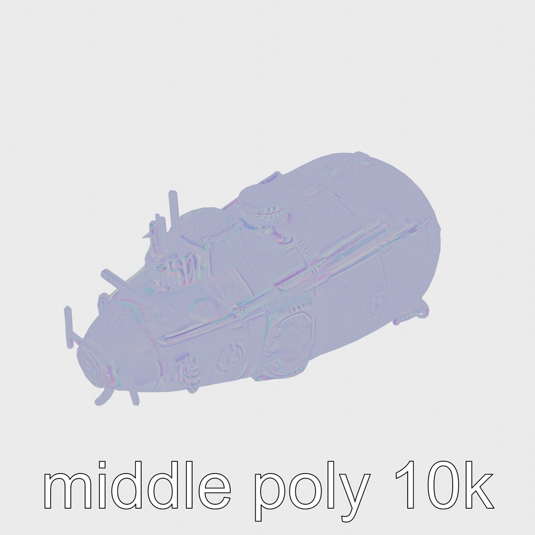 Vintage Submarine 3D Model – Low Poly PBR Game Asset, FBX - View 19