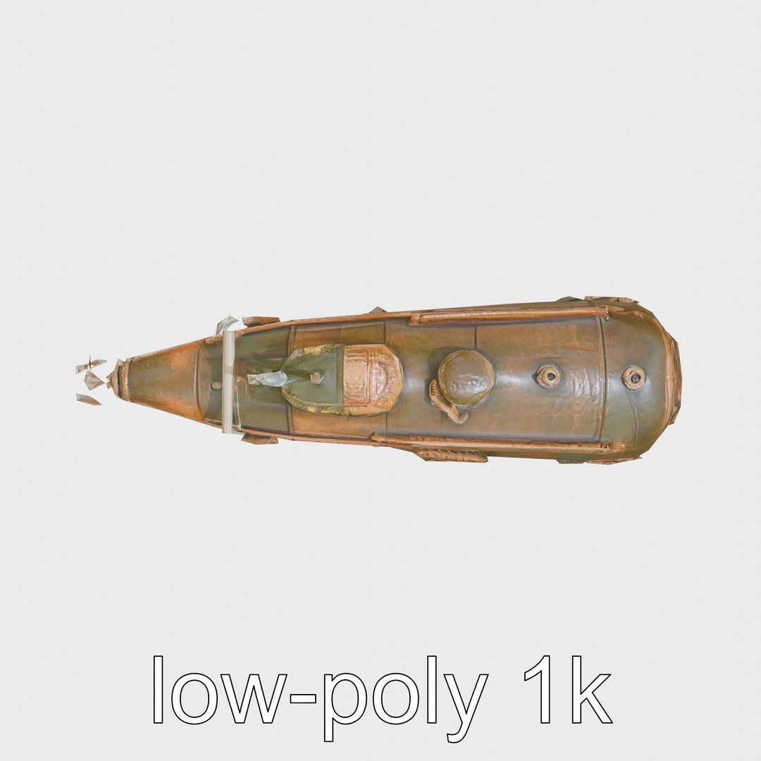 Vintage Submarine 3D Model – Low Poly PBR Game Asset, FBX - View 20