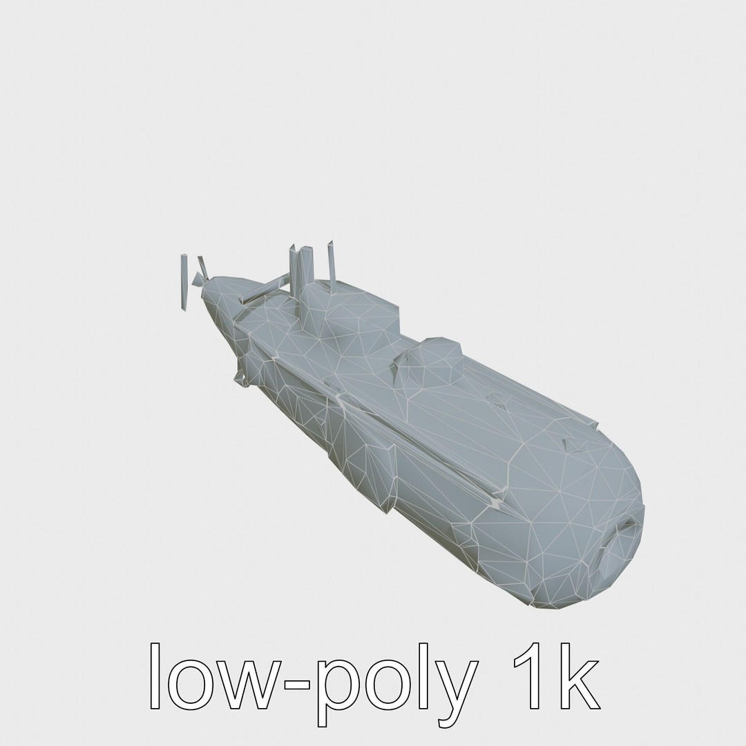 Vintage Submarine 3D Model – Low Poly PBR Game Asset, FBX - View 24