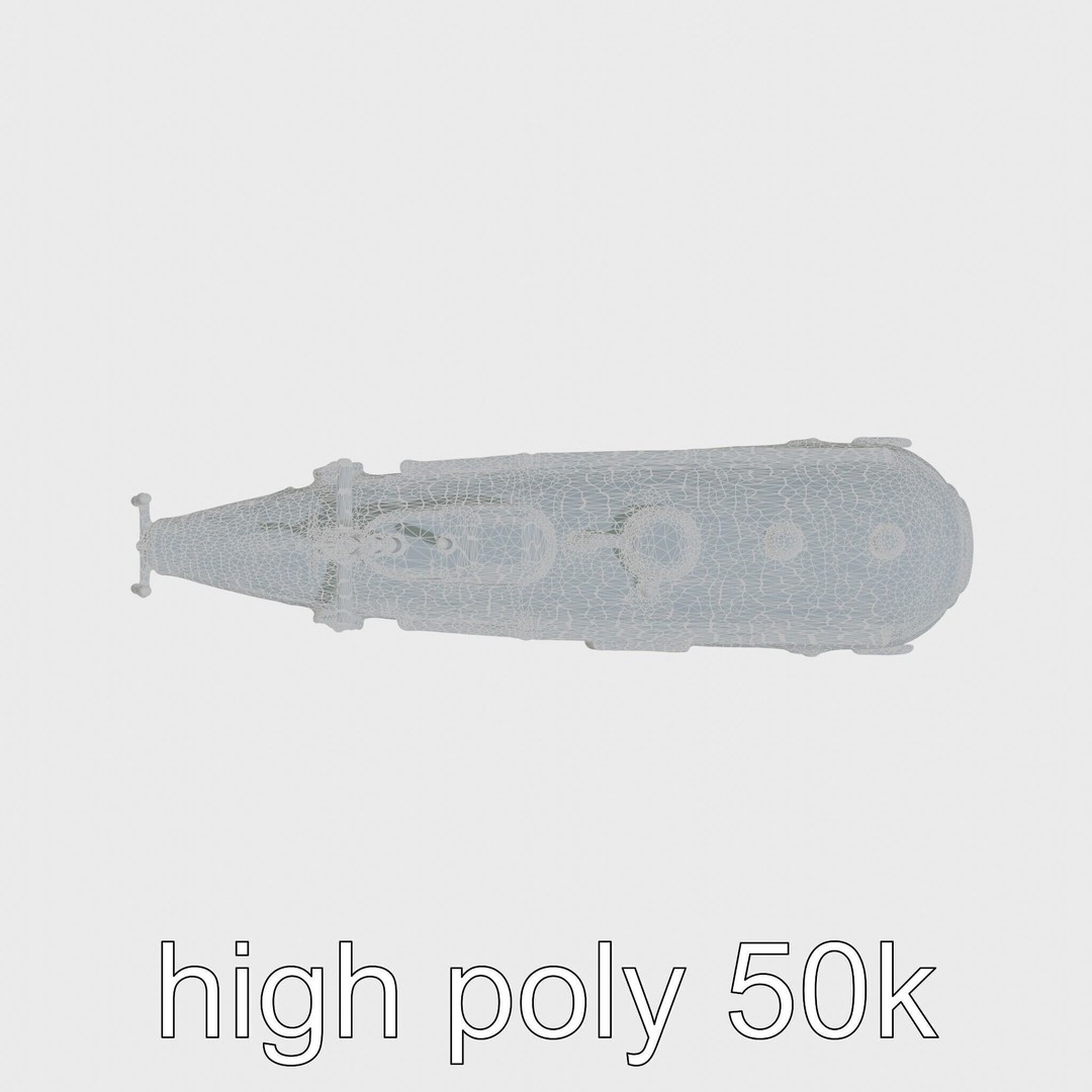 Vintage Submarine 3D Model – Low Poly PBR Game Asset, FBX - View 26