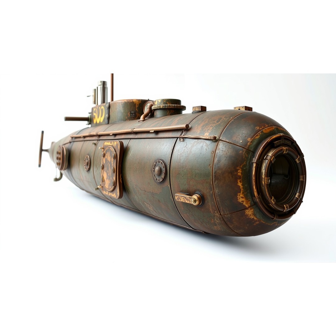 Vintage Submarine 3D Model – Low Poly PBR Game Asset, FBX - View 5