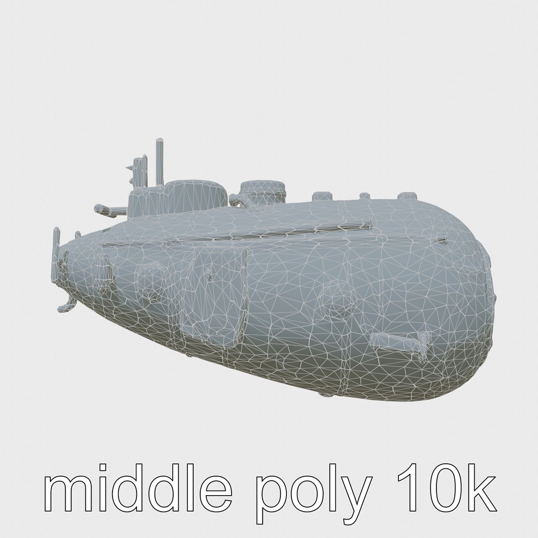 Vintage Submarine 3D Model – Low Poly PBR Game Asset, FBX - View 8