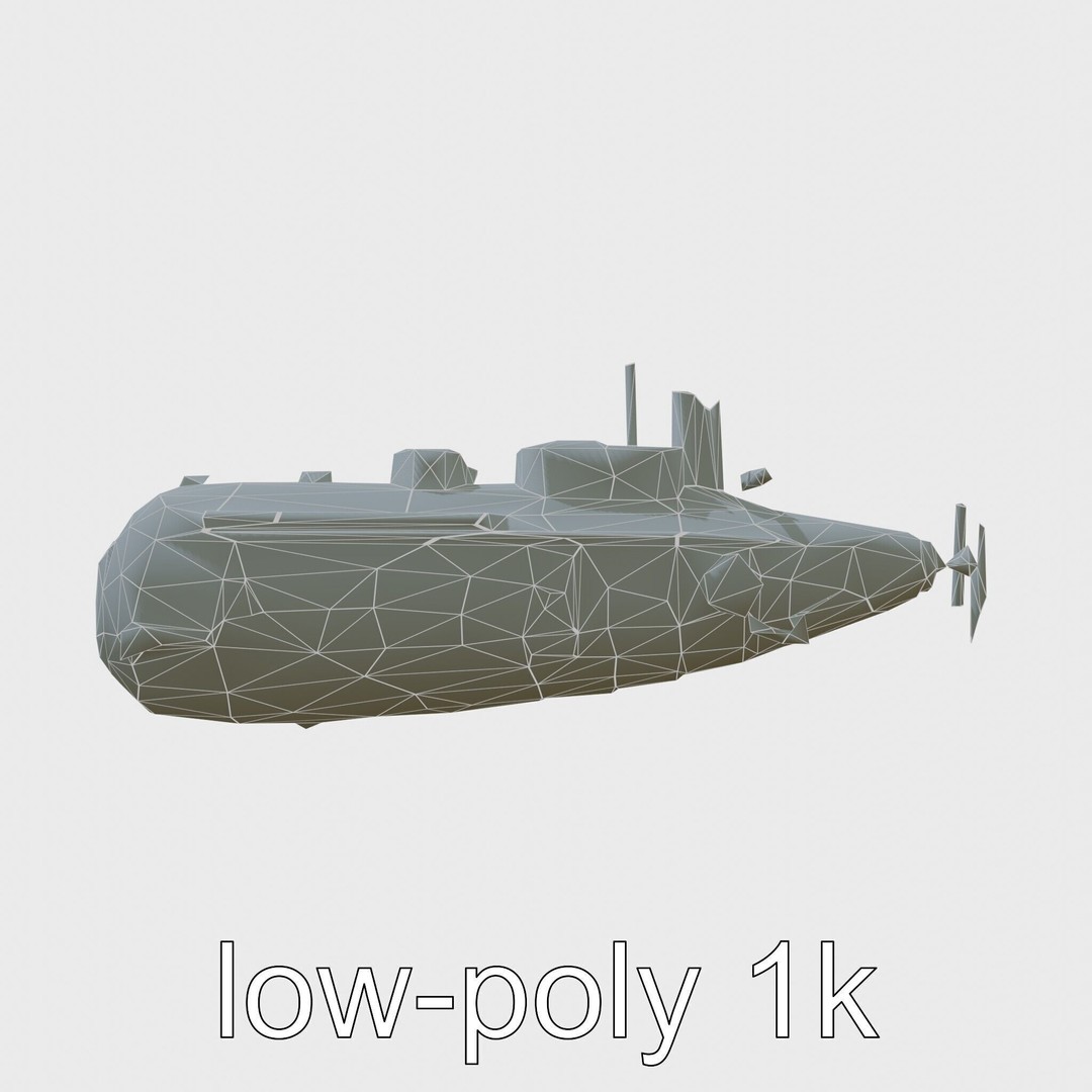 Vintage Submarine 3D Model – Low Poly PBR Game Asset, FBX - View 9