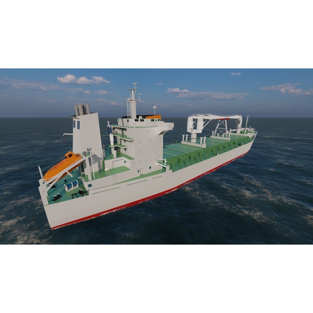 Bulk Carrier Ship 3D Model – Rigged Industrial Vessel, FBX & OBJ - View 16