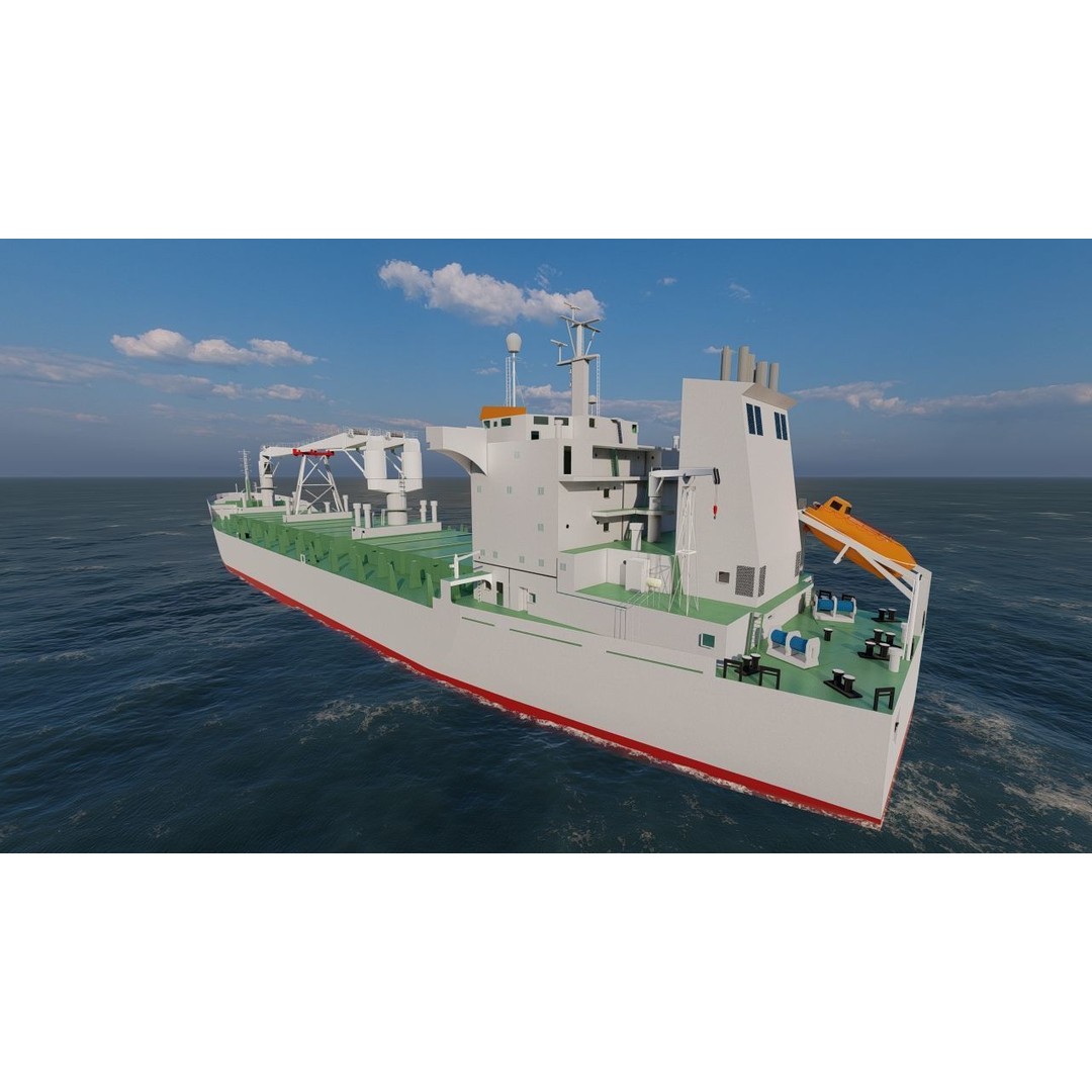 Bulk Carrier Ship 3D Model – Rigged Industrial Vessel, FBX & OBJ - View 17
