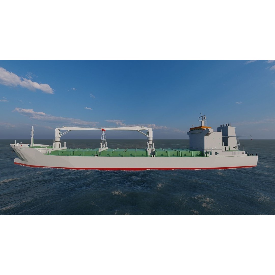 Bulk Carrier Ship 3D Model – Rigged Industrial Vessel, FBX & OBJ - View 4