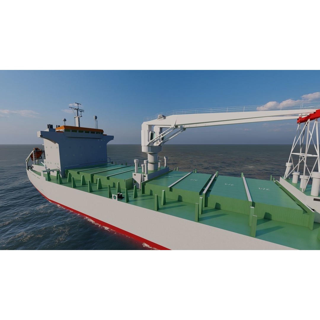Bulk Carrier Ship 3D Model – Rigged Industrial Vessel, FBX & OBJ - View 6
