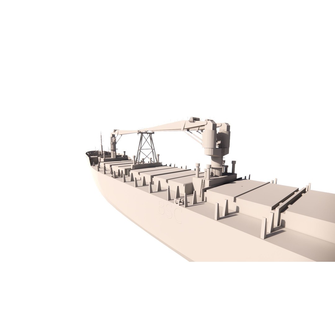 Bulk Carrier Ship 3D Model – Rigged Industrial Vessel, FBX & OBJ - View 9