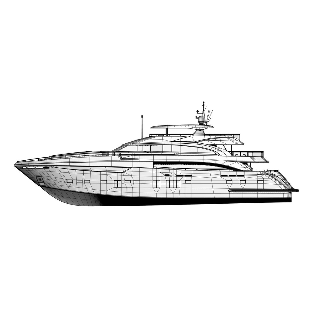 Large Luxurious Yacht 3D Model – Mid Poly Boat Asset, FBX, Blender - View 12