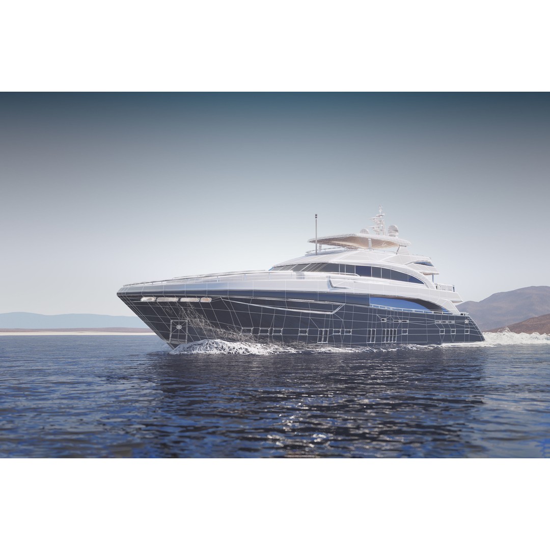 Large Luxurious Yacht 3D Model – Mid Poly Boat Asset, FBX, Blender - View 3