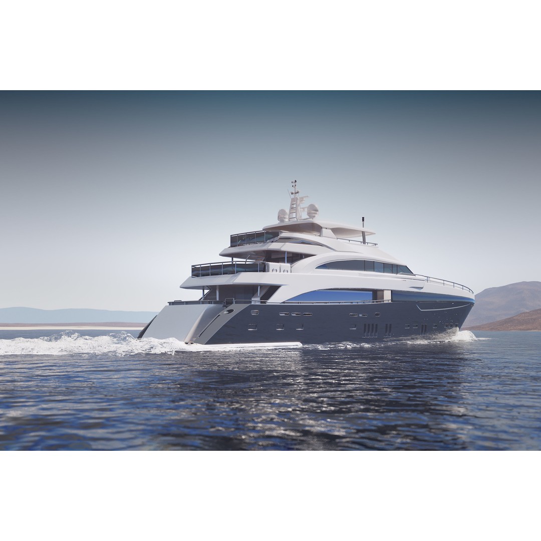 Large Luxurious Yacht 3D Model – Mid Poly Boat Asset, FBX, Blender - View 4