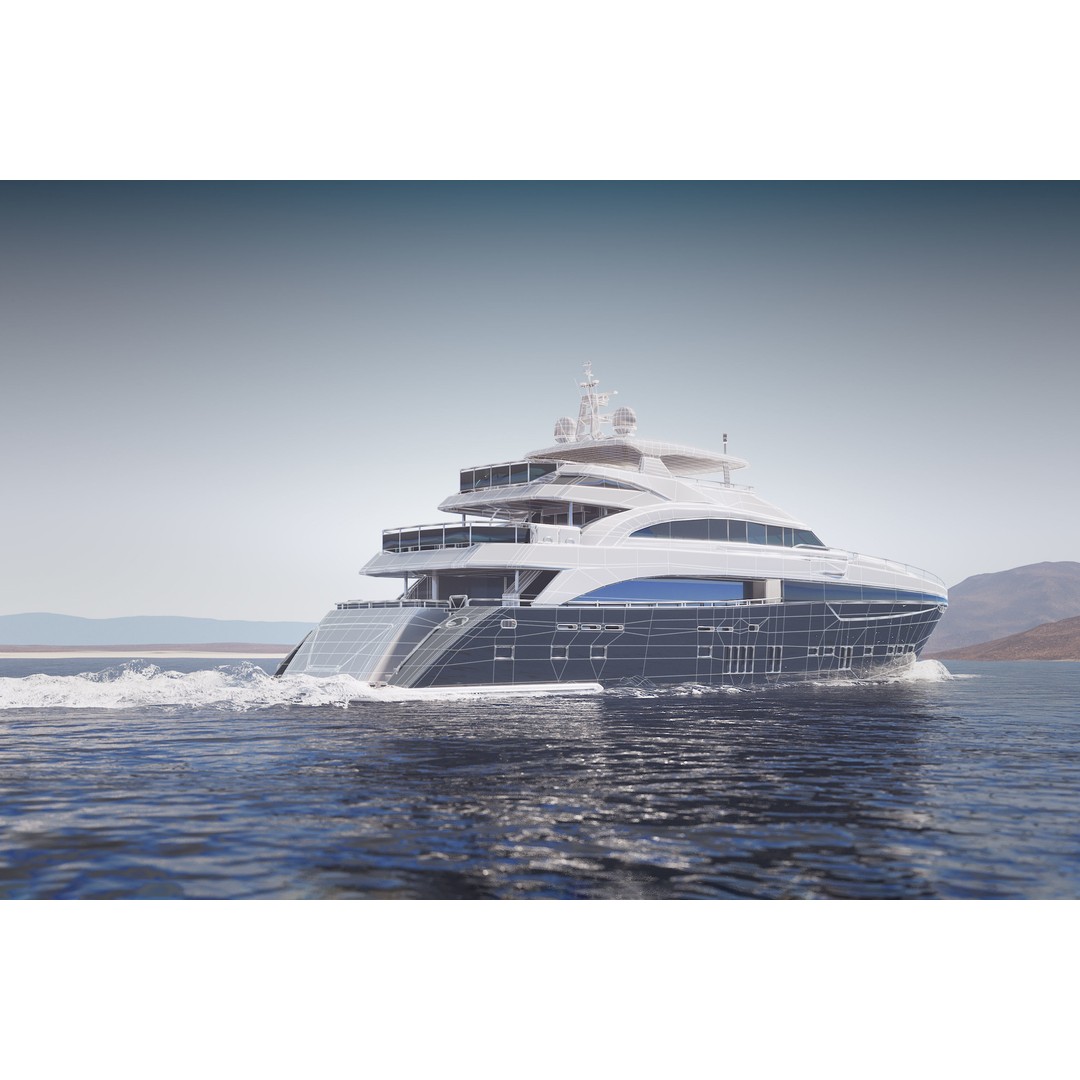 Large Luxurious Yacht 3D Model – Mid Poly Boat Asset, FBX, Blender - View 5
