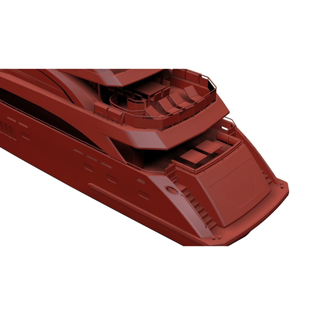 Large Luxurious Yacht 3D Model – Mid Poly Boat Asset, FBX, Blender - View 9