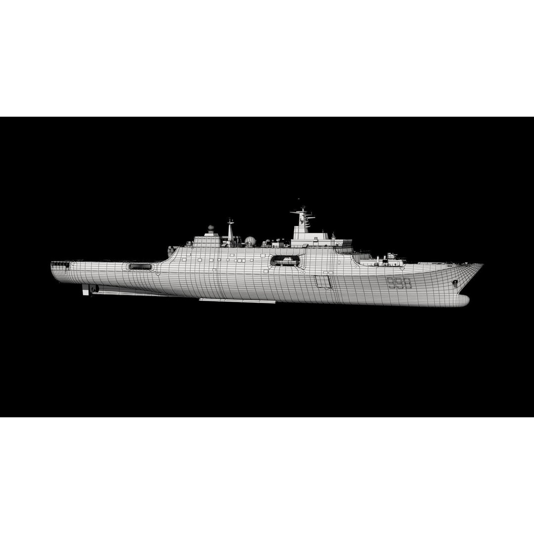 Kunlunshan Amphibious Transport Dock 3D Model – Military Watercraft, FBX, OBJ - View 10