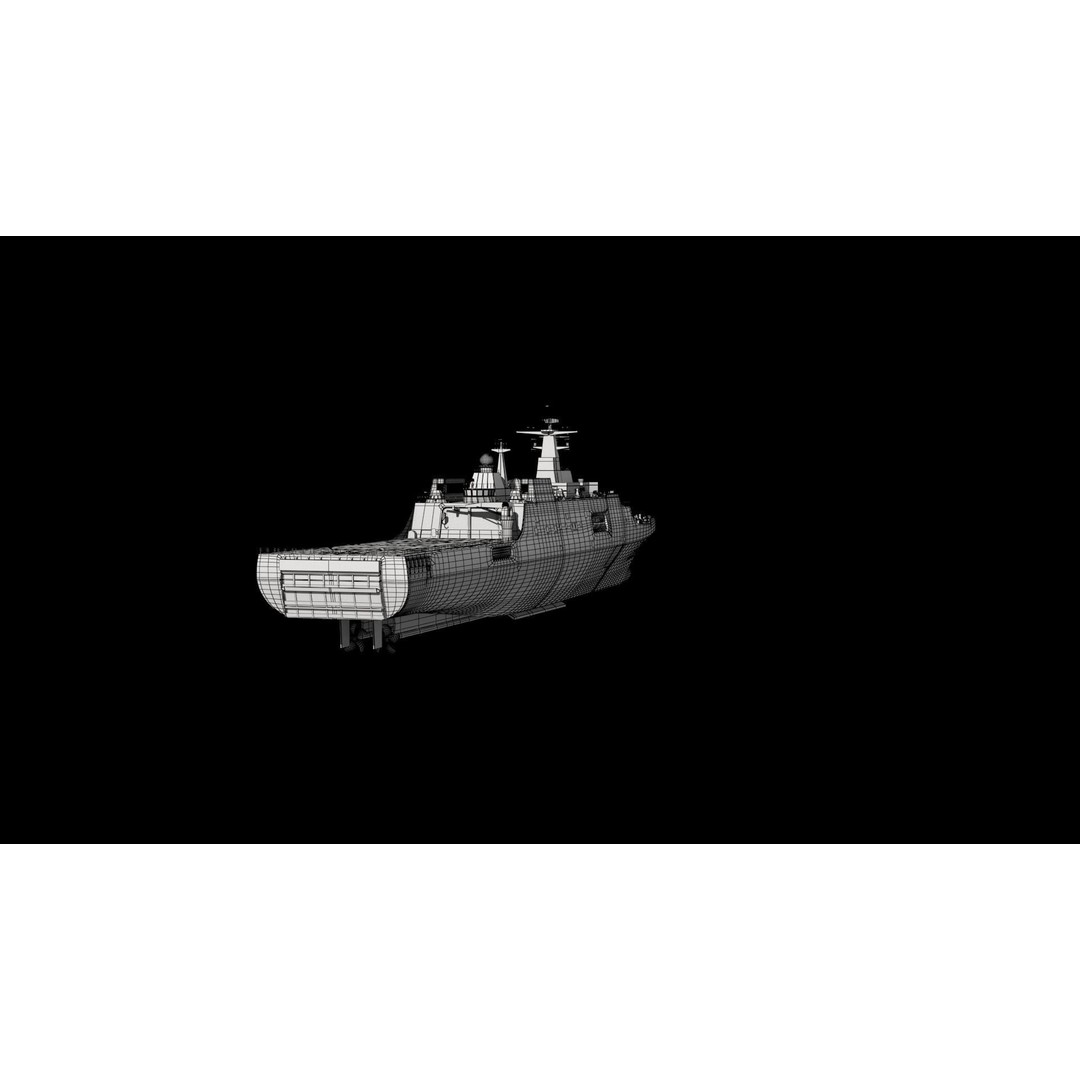 Kunlunshan Amphibious Transport Dock 3D Model – Military Watercraft, FBX, OBJ - View 12