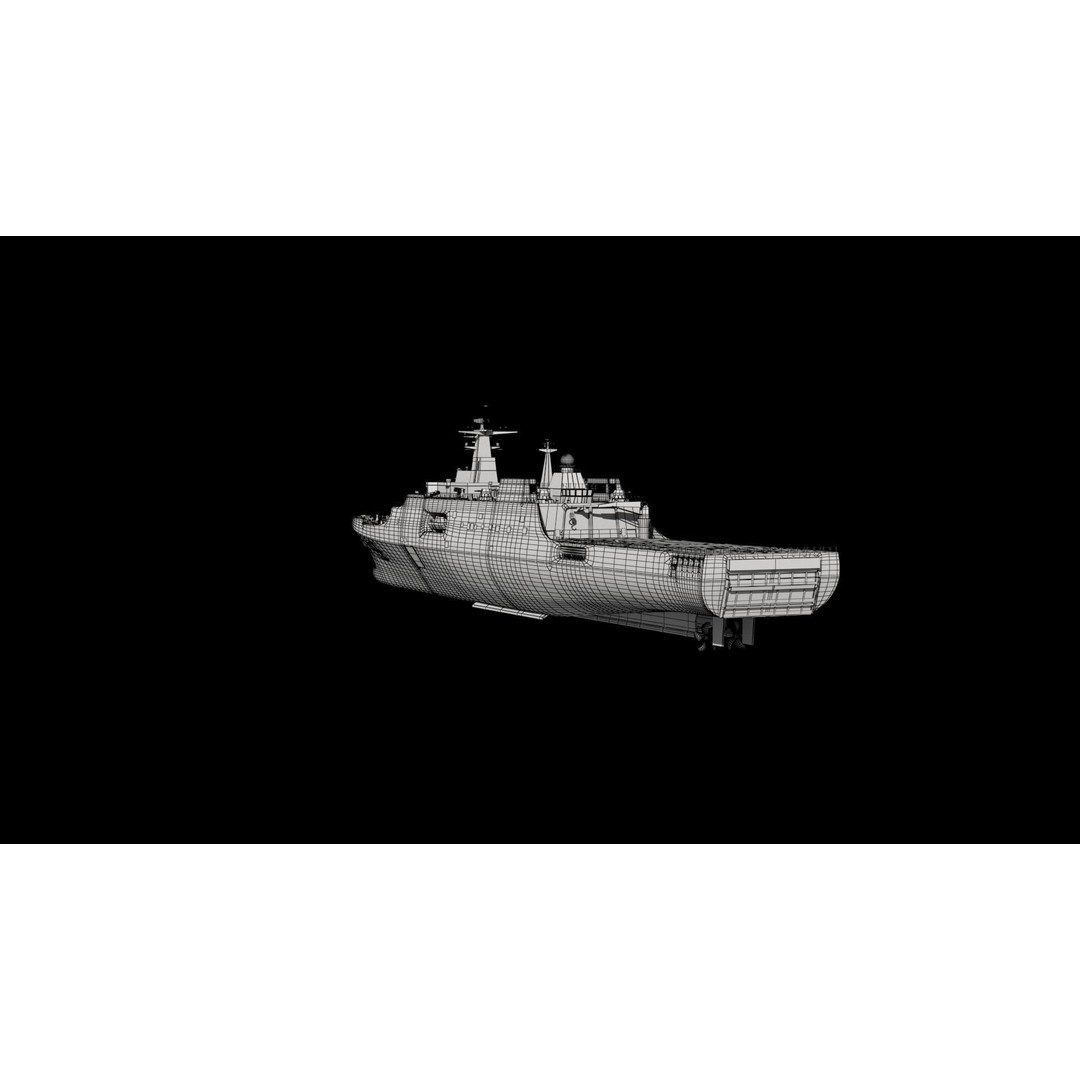 Kunlunshan Amphibious Transport Dock 3D Model – Military Watercraft, FBX, OBJ - View 13