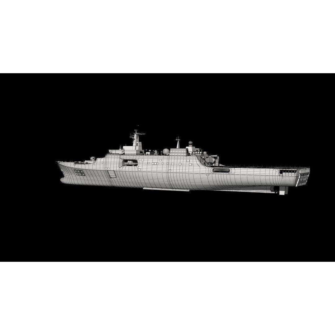 Kunlunshan Amphibious Transport Dock 3D Model – Military Watercraft, FBX, OBJ - View 14