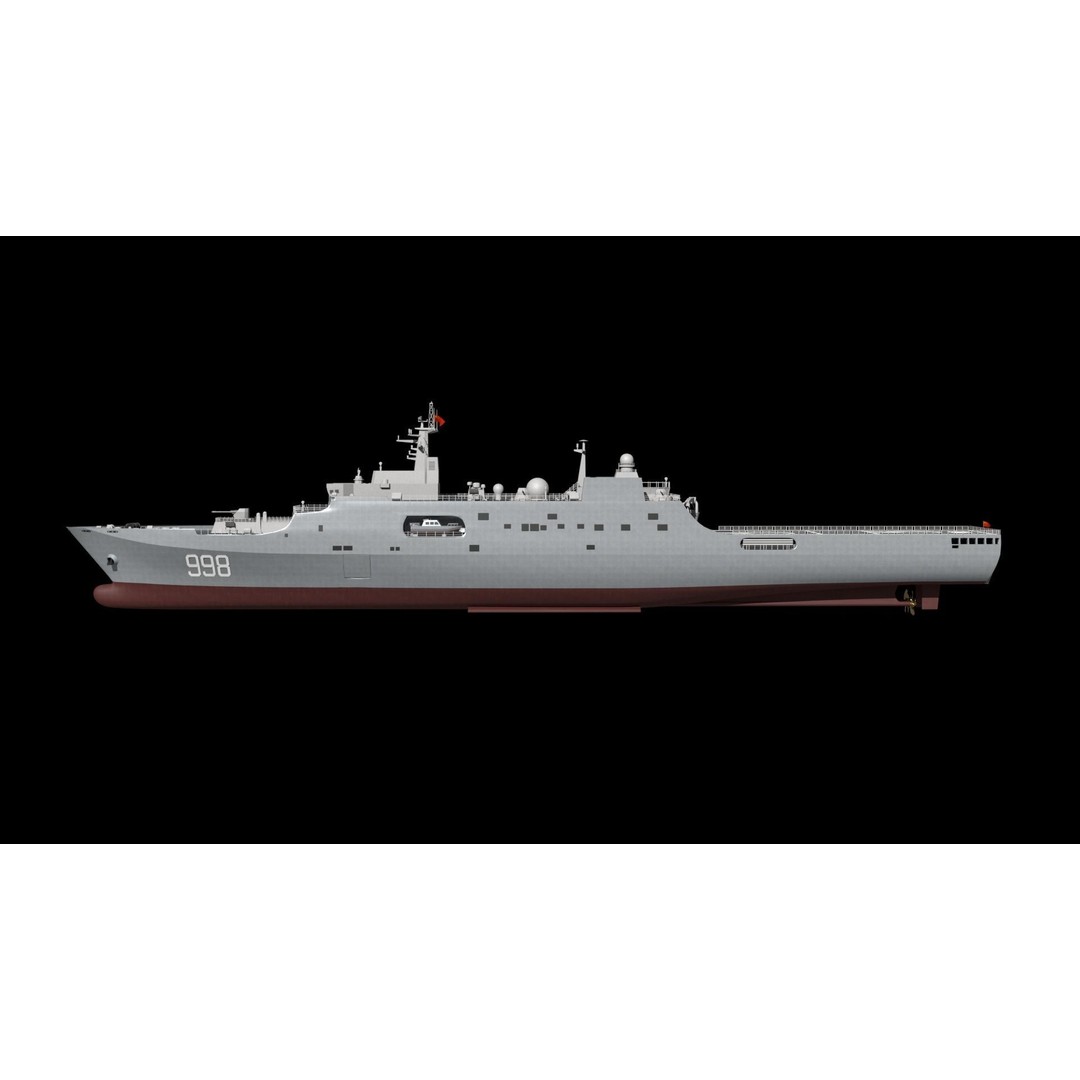 Kunlunshan Amphibious Transport Dock 3D Model – Military Watercraft, FBX, OBJ - View 15