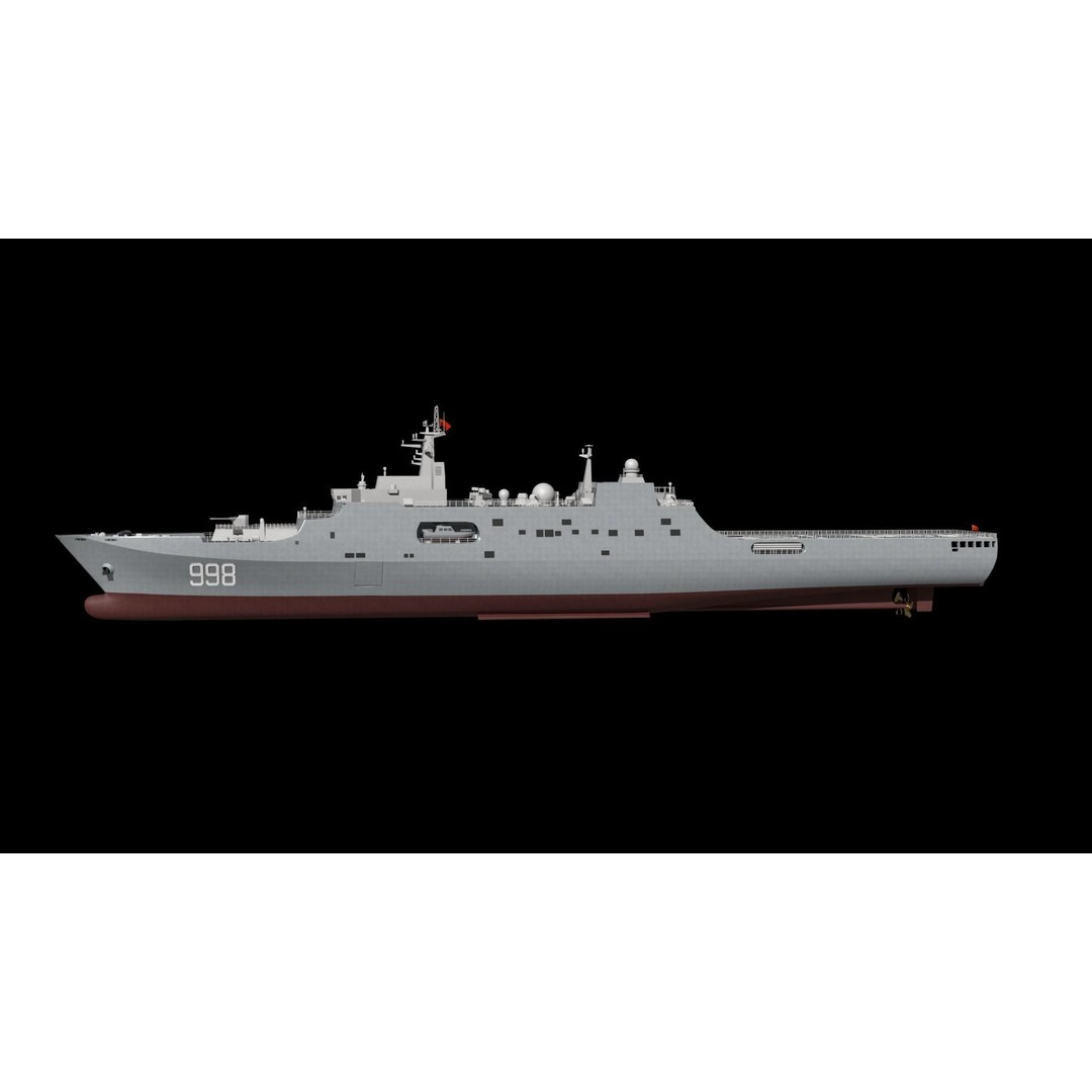 Kunlunshan Amphibious Transport Dock 3D Model – Military Watercraft, FBX, OBJ - View 16