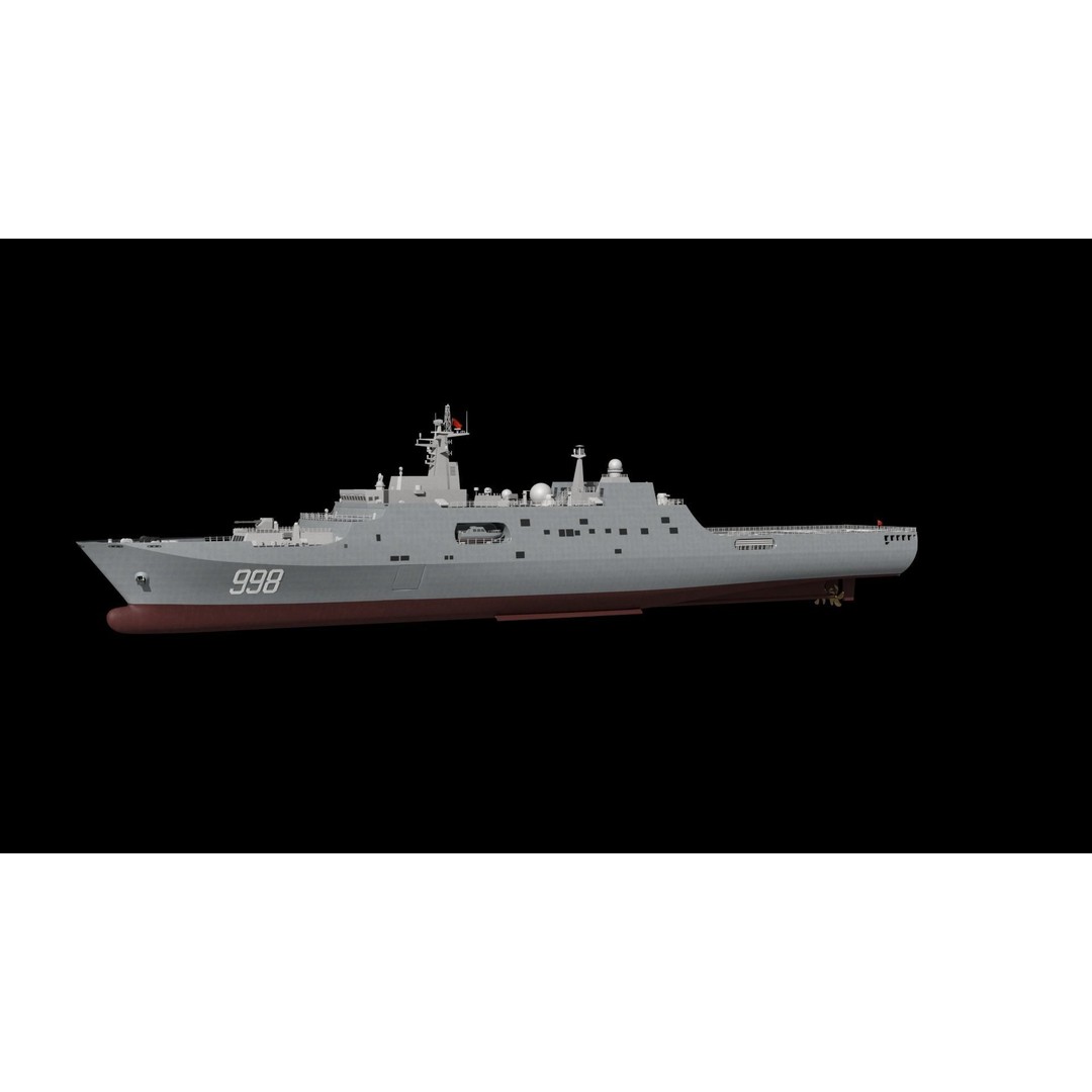 Kunlunshan Amphibious Transport Dock 3D Model – Military Watercraft, FBX, OBJ - View 17