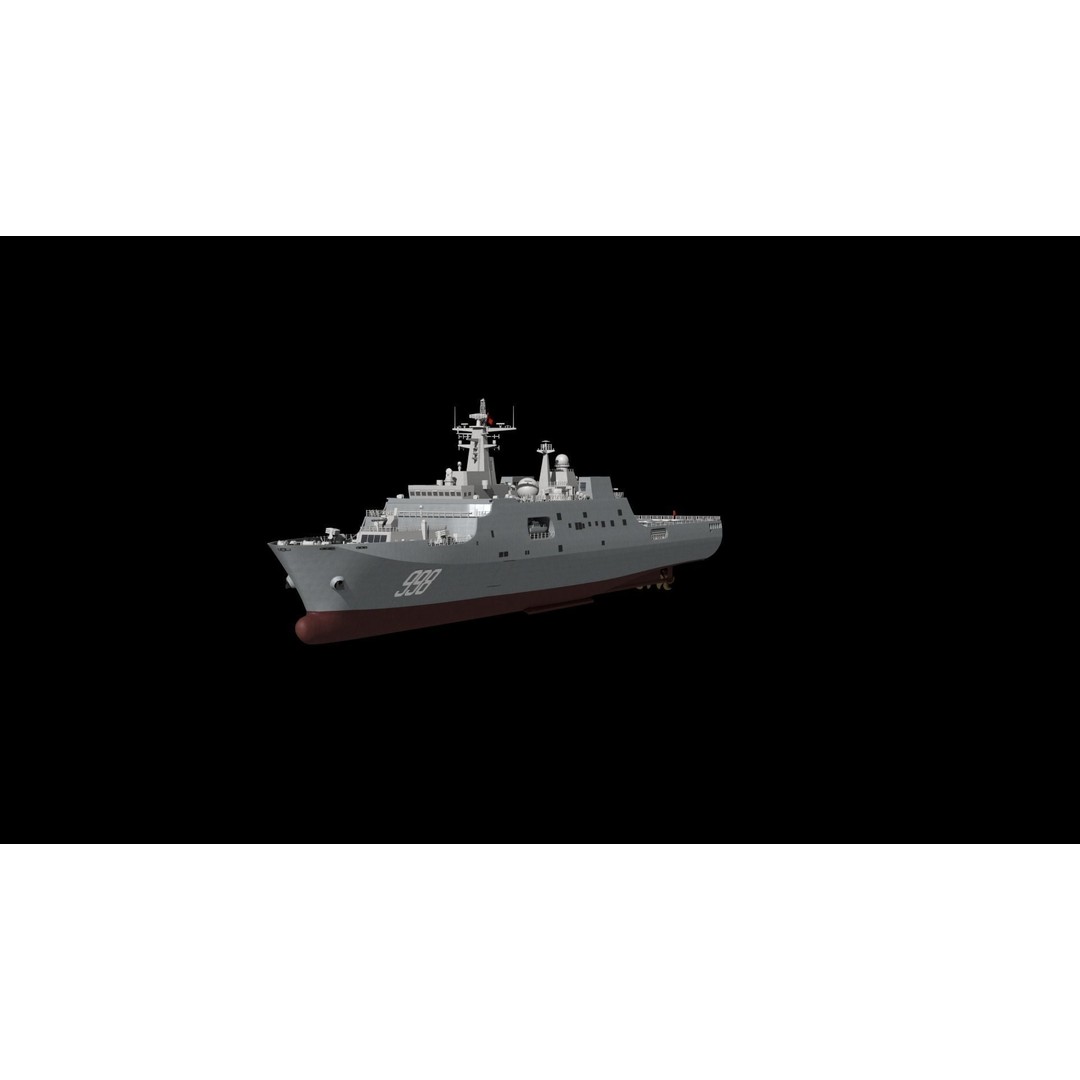 Kunlunshan Amphibious Transport Dock 3D Model – Military Watercraft, FBX, OBJ - View 18