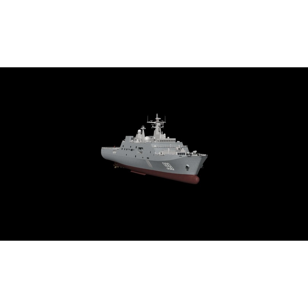Kunlunshan Amphibious Transport Dock 3D Model – Military Watercraft, FBX, OBJ - View 19