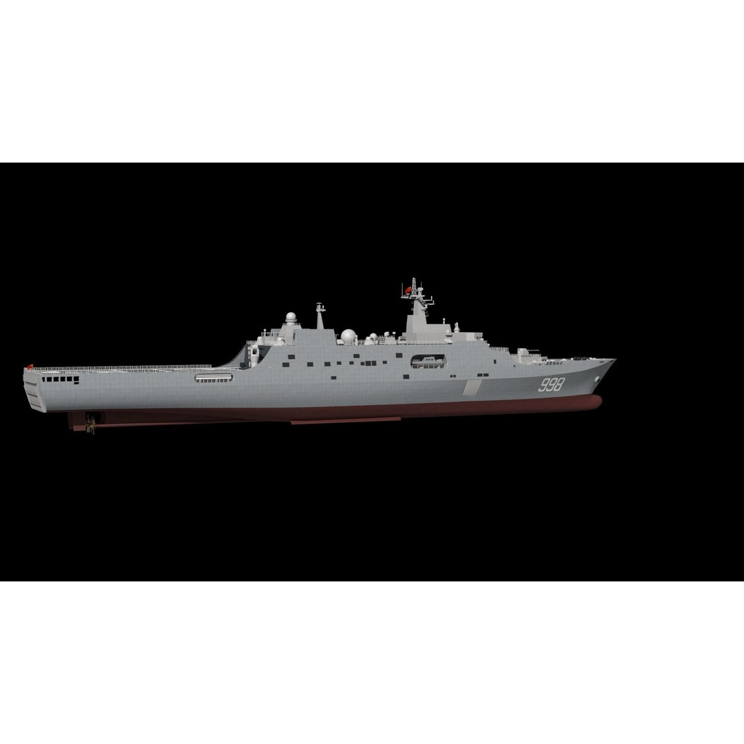 Kunlunshan Amphibious Transport Dock 3D Model – Military Watercraft, FBX, OBJ - View 21