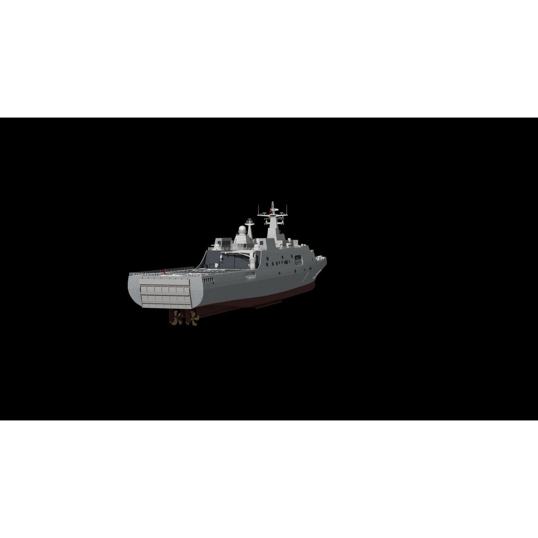 Kunlunshan Amphibious Transport Dock 3D Model – Military Watercraft, FBX, OBJ - View 22