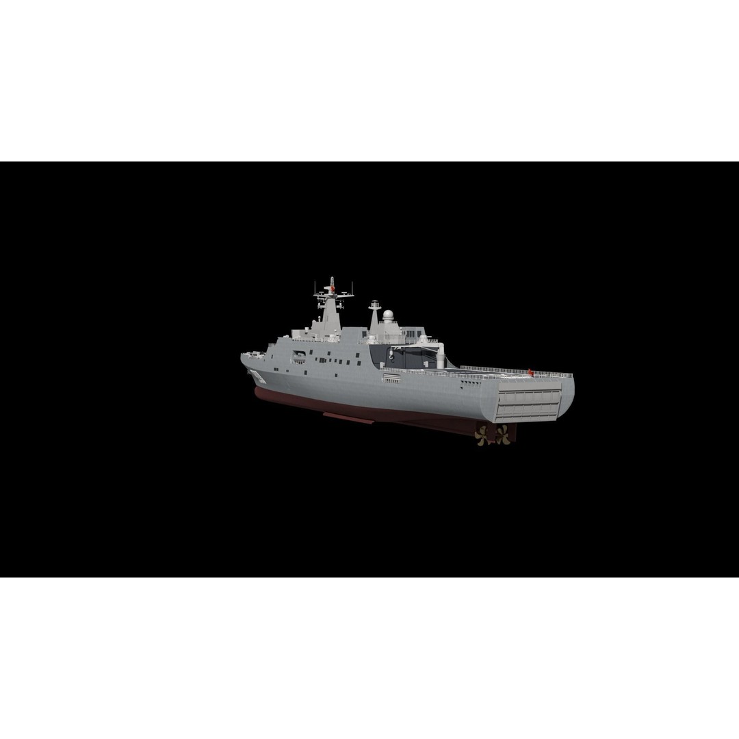 Kunlunshan Amphibious Transport Dock 3D Model – Military Watercraft, FBX, OBJ - View 23
