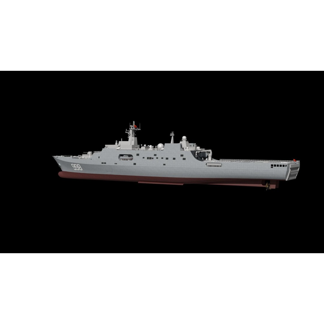 Kunlunshan Amphibious Transport Dock 3D Model – Military Watercraft, FBX, OBJ - View 24
