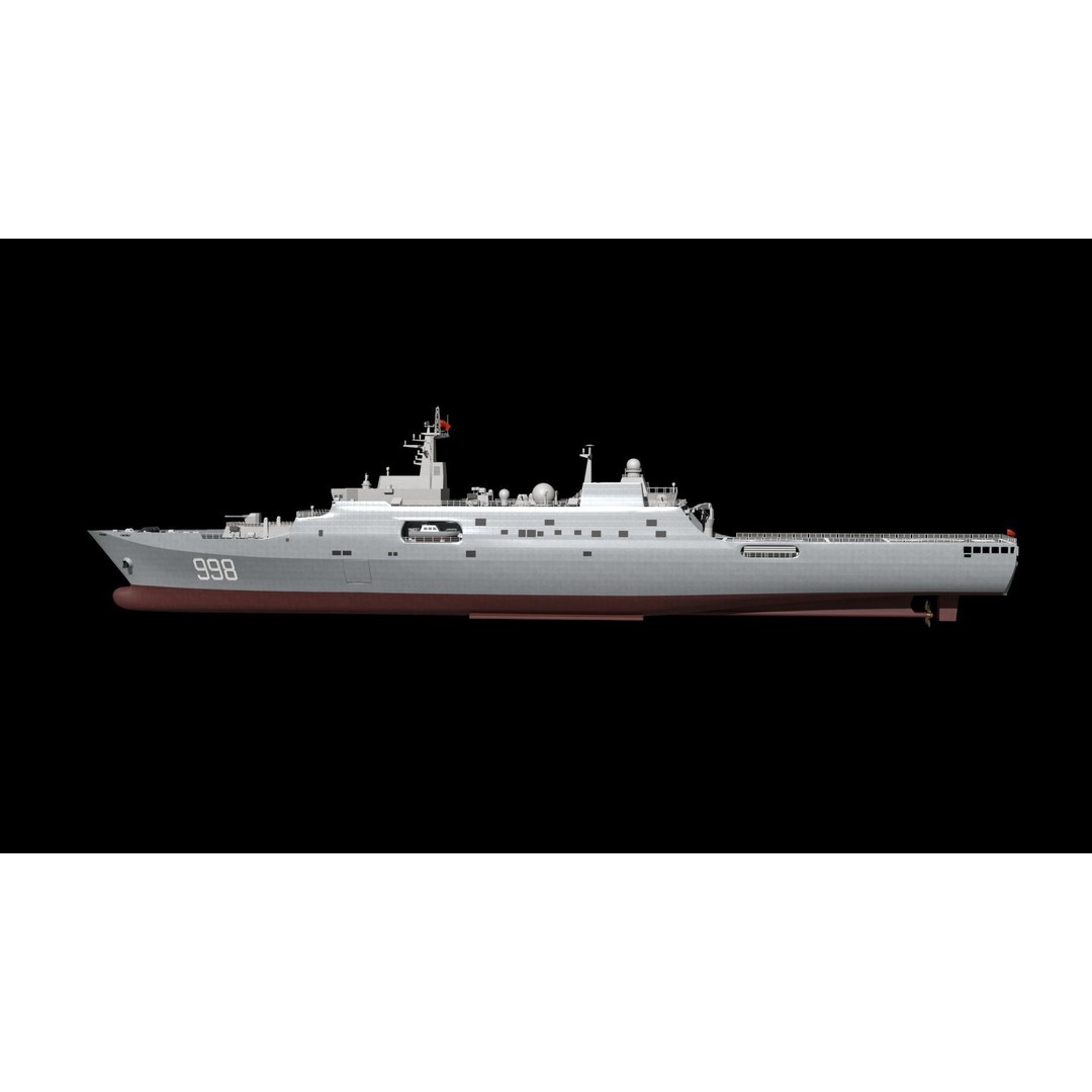 Kunlunshan Amphibious Transport Dock 3D Model – Military Watercraft, FBX, OBJ - View 25